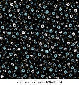 Seamless floral pattern. Flowers texture on dark background