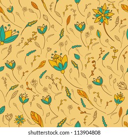 Seamless floral pattern. Flowers texture. Illustration with bright flowers and leafs