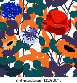 Seamless floral pattern. Flowers texture. Vector illustration.