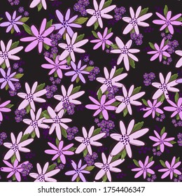 Seamless floral pattern. Flowers texture. Simplicity flower surface soft design.