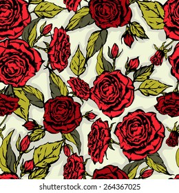 Seamless floral pattern. Flowers texture. Pink, purple, red, white,  Roses