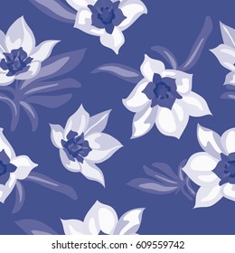 Seamless floral pattern. Flowers texture. Seamless narcissus Floral Pattern In Vector.