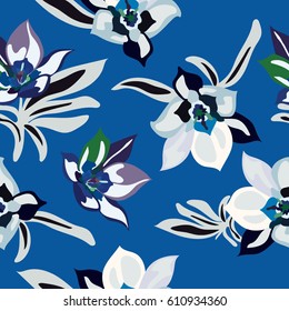 Seamless floral pattern. Flowers texture. Seamless narcissus Floral Pattern In Vector.