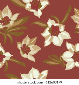 Seamless floral pattern. Flowers texture. Seamless narcissus Floral Pattern In Vector.