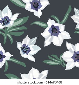 Seamless floral pattern. Flowers texture. Seamless narcissus Floral Pattern In Vector.