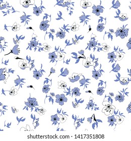 Seamless floral pattern with flowers - Vector 