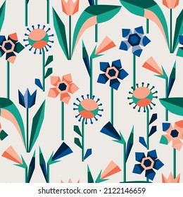 nahtlose Blumenmuster mit Blumen, Vektordesign für Papier, Gewebe und andere Oberflächen