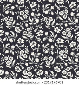 Seamless floral pattern with flowers. Vector purple and white vintage floral background