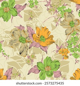 Seamless floral pattern with flowers Vector Illustration