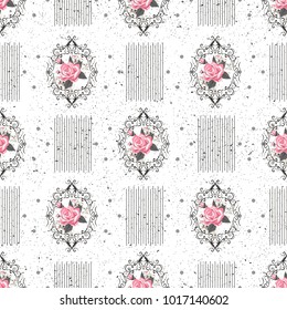 Seamless floral pattern with flowers, watercolor. Vector illustration.