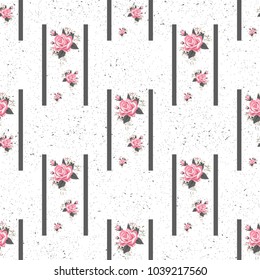 Seamless floral pattern with flowers, watercolor. Vector illustration.