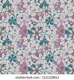Seamless floral pattern with flowers, watercolor. Vector pattern. Fancy fabric pattern. - Shutterstock ID 1121228813