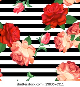 Seamless floral pattern with flowers, watercolor. Vector illustration.