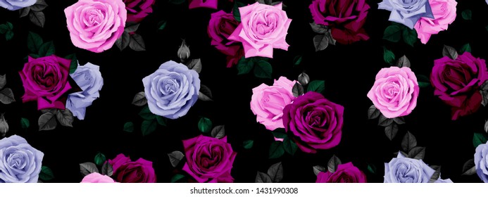 Seamless floral pattern with flowers, watercolor. Vector illustration.
