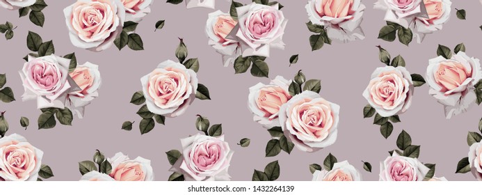 Seamless floral pattern with flowers, watercolor. Vector illustration.
