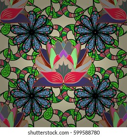 Seamless floral pattern with flowers, watercolor. Vector flower illustration. Seamless pattern with floral motif.