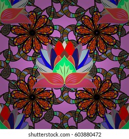 Seamless floral pattern with flowers, watercolor. Vector flower illustration. Seamless pattern with floral motif.