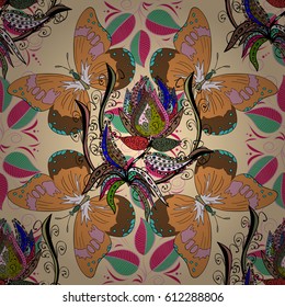 Seamless floral pattern with flowers, watercolor.