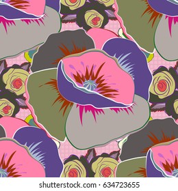Seamless floral pattern with flowers, watercolor. Vector flower illustration. Seamless pattern with floral motif.