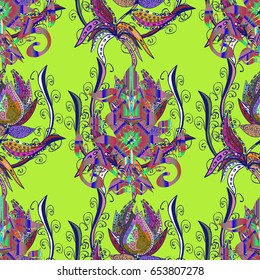 Seamless floral pattern with flowers, watercolor. Vector flower illustration. Seamless pattern with floral motif.
