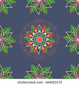 Seamless floral pattern with flowers, watercolor. Vector flower illustration. Seamless pattern with floral motif.