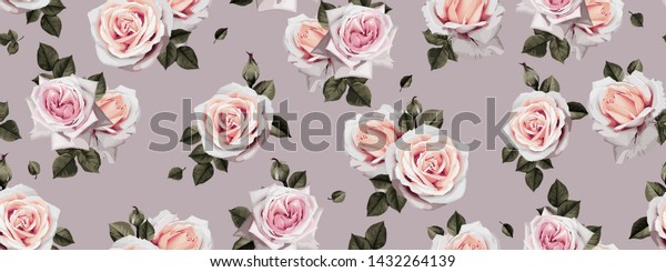 Seamless Floral Pattern Flowers Watercolor Vector Stock Vector (Royalty ...