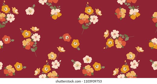 Seamless floral pattern. Flowery texture or design background, fabric, paper, wrapping. 