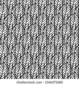 Seamless floral pattern with foliage. Hand drawn leaves. Decorative texture with a leaf. Design element, graphic print for fabric, textile industry, wrapping paper.