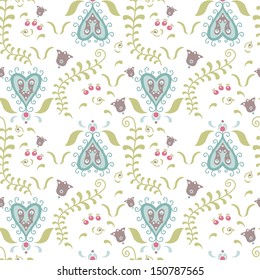 seamless floral pattern with folk art elements