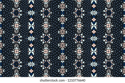 Seamless floral pattern folk colorful flowers and leaves. Flower embroidery. Talavera pattern.  Indian patchwork. Turkish ornament.  Spanish  ethnic background. Mediterranean seamless  wallpaper.