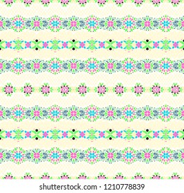 Seamless floral pattern folk colorful flowers and leaves. Flower embroidery. Talavera pattern.  Indian patchwork. Turkish ornament.  Spanish  ethnic background. Mediterranean seamless  wallpaper.