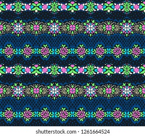 Seamless floral pattern folk colorful flowers and leaves. Flower embroidery. Talavera pattern.  Indian patchwork. Turkish ornament.  Spanish  ethnic background. Mediterranean seamless  wallpaper.