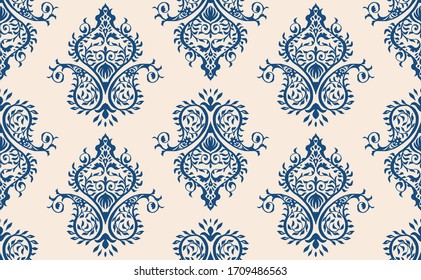 Seamless floral pattern folk colorful flowers and leaves. Flower embroidery. Talavera pattern. Indian patchwork. Turkish ornament. Spanish ethnic background. Mediterranean seamless wallpaper.