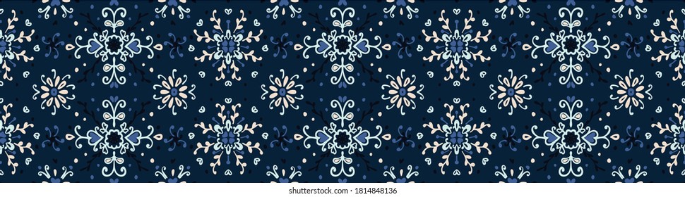 Seamless floral pattern folk colorful flowers and leaves. Flower embroidery. Talavera pattern. Indian patchwork. Turkish ornament. Spanish ethnic background. Mediterranean seamless wallpaper.
