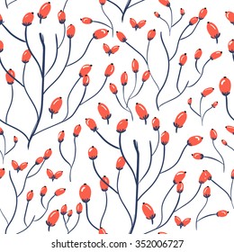 Seamless floral pattern with folk motif. Pretty doodle flowers and textures
