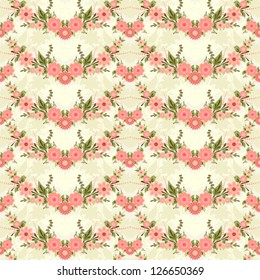 Seamless floral pattern folk style