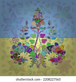 nahtlose Blumenmuster im volkstümlichen Stil mit Blumen, Blättern. Handgezeichnet. Vektorgrafik. ukrainischer Hintergrund. 