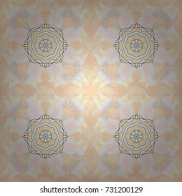 Seamless floral pattern in folk style with flowers, leaves. Hand drawn. Vector illustration.