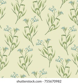 Seamless floral pattern with forget-me-not flowers.
