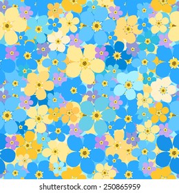 Seamless floral pattern with "Forget-me-not",  Myosotis sylvatica