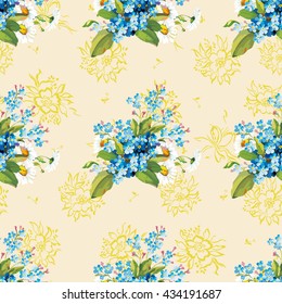 Seamless floral pattern with forget-me-not Vector Illustration EPS8