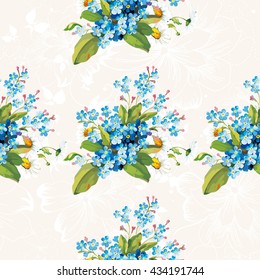 Seamless floral pattern with forget-me-not Vector Illustration EPS8