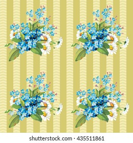 Seamless floral pattern with forget-me-not Vector Illustration EPS8