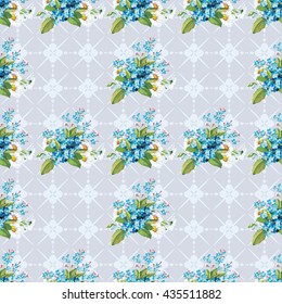 Seamless floral pattern with forget-me-not Vector Illustration EPS8