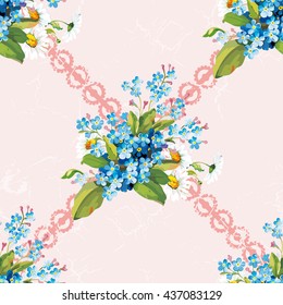 Seamless floral pattern with forget-me-not Vector Illustration EPS8