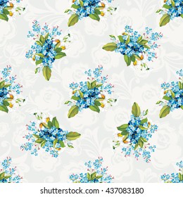 Seamless floral pattern with forget-me-not Vector Illustration EPS8