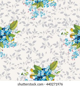 Seamless floral pattern with forget-me-not Vector Illustration EPS8