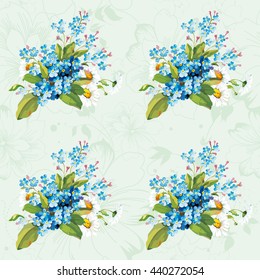 Seamless floral pattern with forget-me-not Vector Illustration EPS8