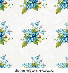 Seamless floral pattern with forget-me-not Vector Illustration EPS8
