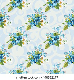 Seamless floral pattern with forget-me-not Vector Illustration EPS8